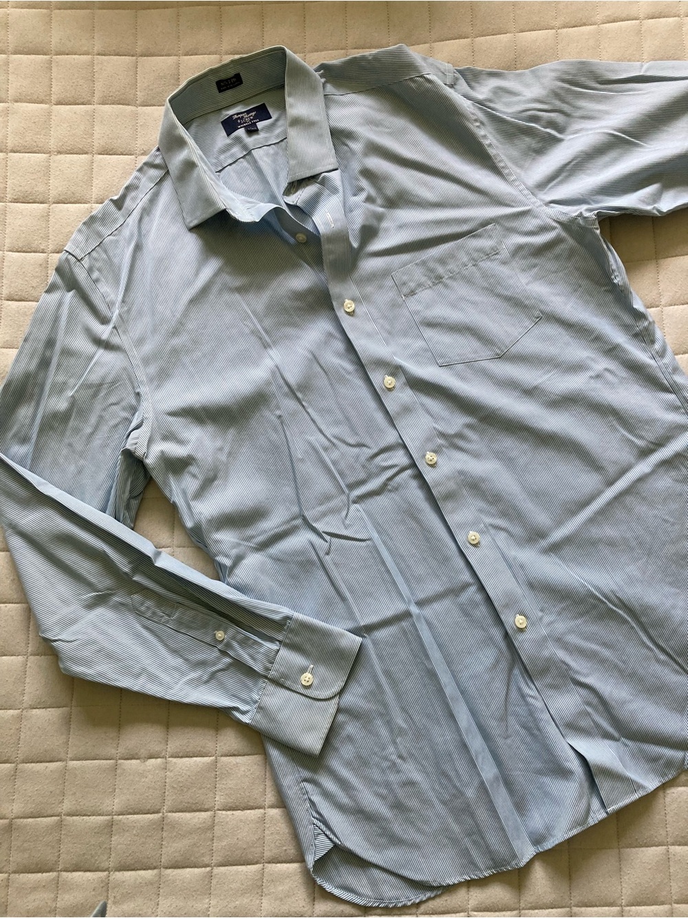J. Crew Men's Pale Blue Pinstripe Dress Shirt